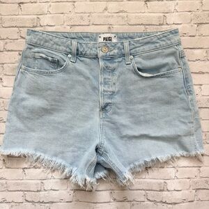 PAIGE Light Wash Noella Cut Off Denim Shorts